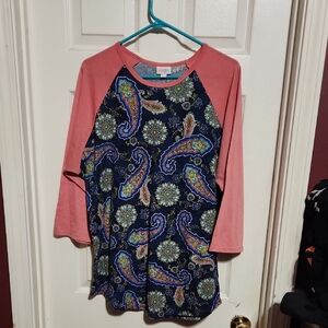 LuLaRoe Multicolor Paisley Raglan Top RANDY